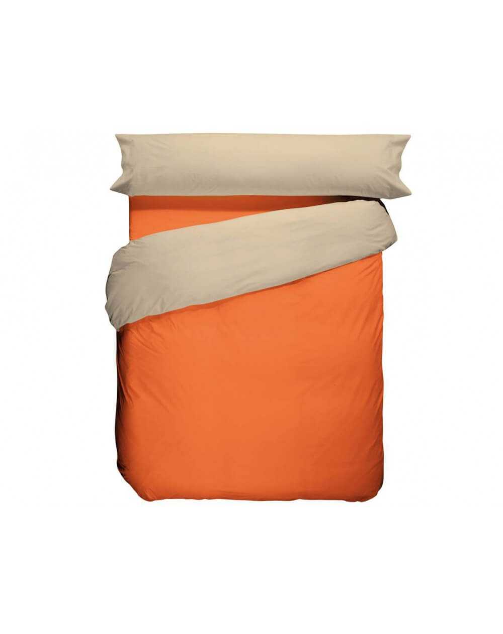 Funda nórdica reversible poliester y algodón| Lisa de Cañete medidas generales 90 cm Colores Naranja caqui/Lino C997