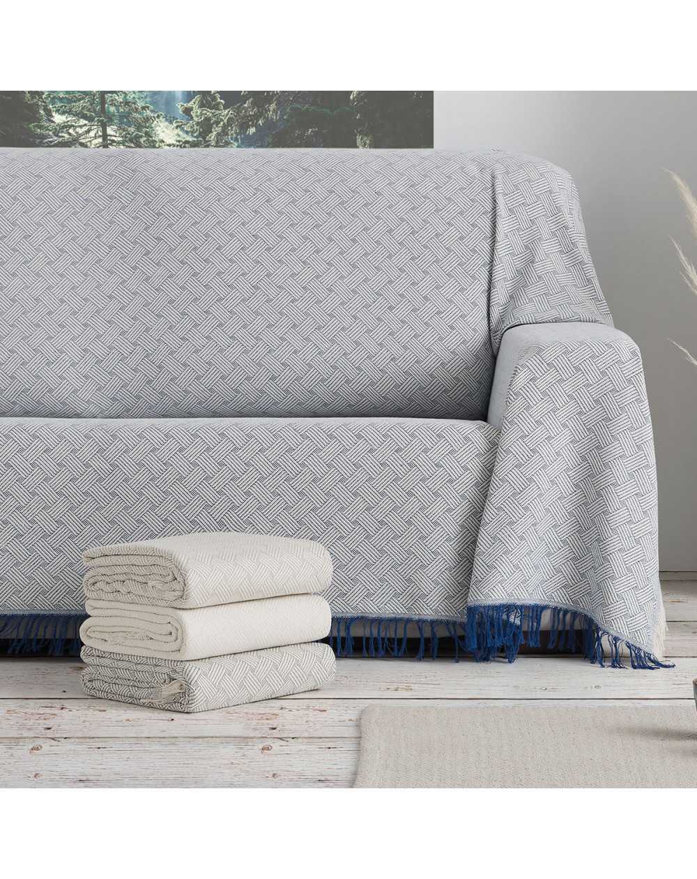 Gå vandreture Bidrag henvise Multiusos para sofá o cama de algodón | Lanovenanube Colores Azul medidas  generales 180x260 cm